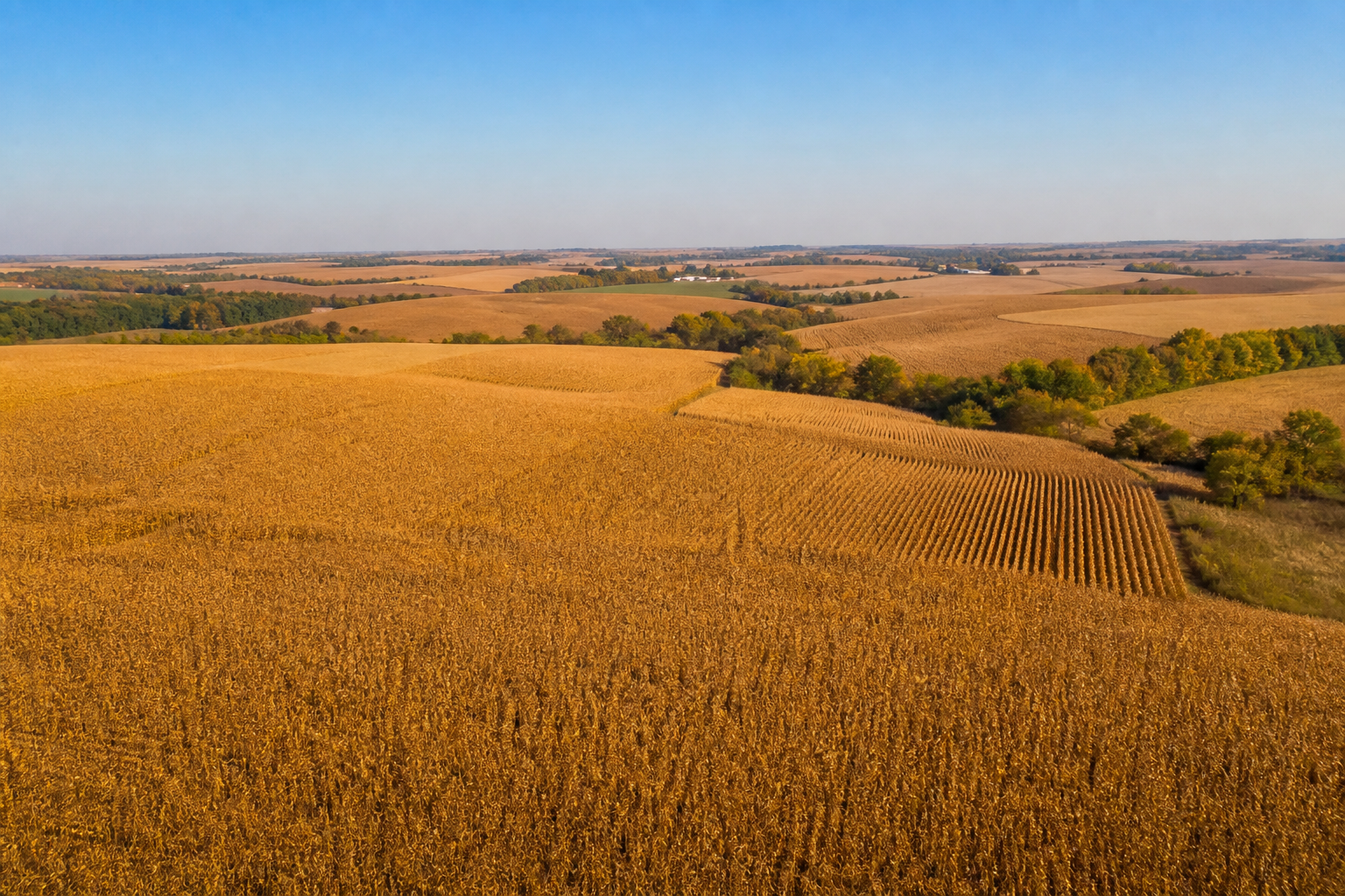 Iowa farmland aerial view